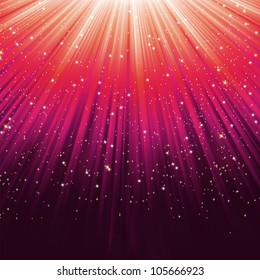 Snowflakes and stars descending on a path of purple light. EPS 8 vector file included