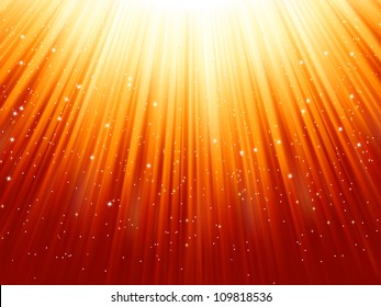 Snowflakes and stars descending on a path of golden light. EPS 8 vector file included