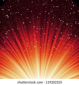 Snowflakes and stars descending on a path of red light. EPS 8 vector file included