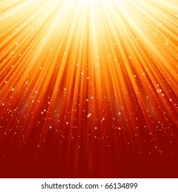 Snowflakes and stars descending on a path of golden light. EPS 8 vector file included