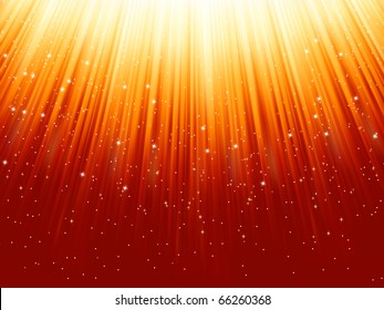 Snowflakes and stars descending on a path of golden light. EPS 8 vector file included