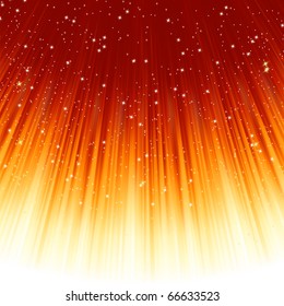 Snowflakes and stars descending on a path of golden light. EPS 8 vector file included