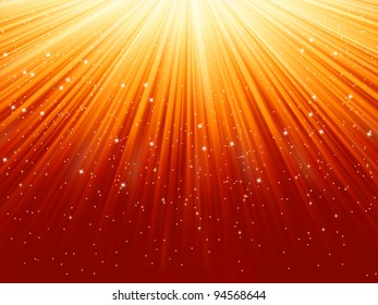 Snowflakes and stars descending on a path of golden light. EPS 8 vector file included