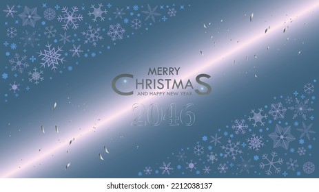 Snowflakes and stars pattern diagonal light ray on blue gradient background.