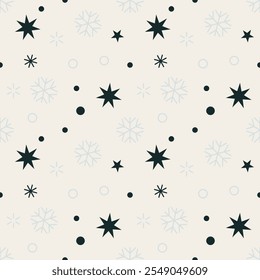 snowflakes and stars pattern with white concept. Vector Illustration.