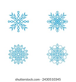 Snowflakes Style Design for Labels, Winter Frozen Symbol illustration