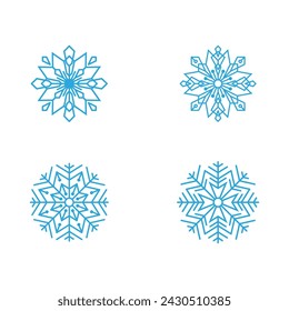 Diseño de estilo de copos de nieve para etiquetas, ilustración de símbolo congelado de invierno