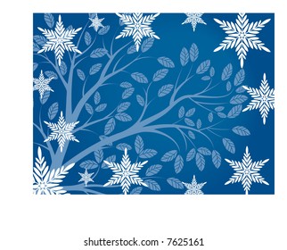 snowflakes surrounding tree