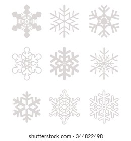 Snowflakes symbol with flat design and lot of variation