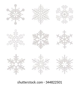 Snowflakes symbol with flat design and lot of variation