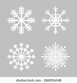 snowflakes symbol set with different shape. winter icon collection isolated on grey background. vector illustration
