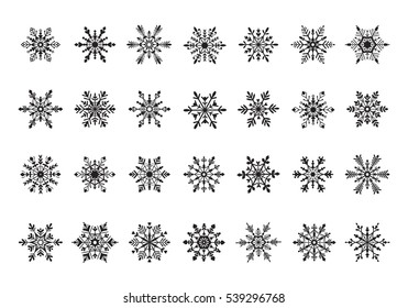 Snowflakes symbols collection isolated on white background. Vector illustration of set of snowflake icons