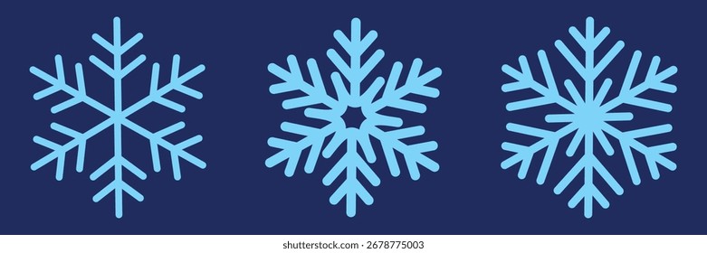 Schneeflocken-Vorlage. Snow Flake Symbol Element Set. Set von Schneeflocken Weihnachten Design Vektor. Schneeflocken-Vektorsymbol Minimalistisches Winterclipart, perfekt für festliche und saisonale Designs. Schneeflocken-Symbole.