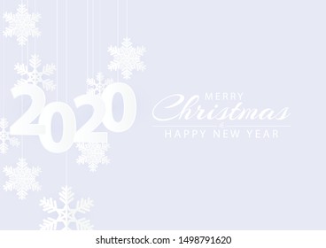 Snowflakes with text happy new year 2020 art style paper vector