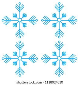 Snowflakes thin line ftat design vector illustration