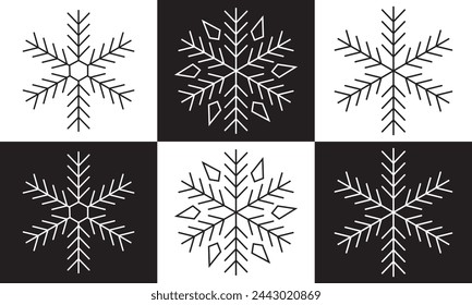 snowflakes thin line icon set such as pack of simple snowflake, snowflake, snowflake, icons for report, presentation, diagram, web design. vector illustration .EPS 10