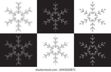 conjunto de iconos de línea delgada de copos de nieve como paquete de copo de nieve simple, copo de nieve, copo de nieve, iconos para informe, presentación, diagrama, diseño web. ilustración vectorial .EPS 10