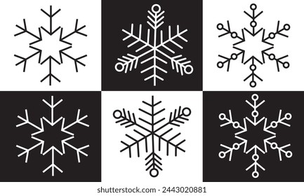 snowflakes thin line icon set such as pack of simple snowflake, snowflake, snowflake, icons for report, presentation, diagram, web design. vector illustration .EPS 10