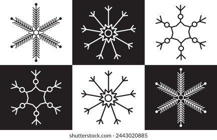 snowflakes thin line icon set such as pack of simple snowflake, snowflake, snowflake, icons for report, presentation, diagram, web design. vector illustration .EPS 10
