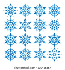 Snowflakes. Transparent background. Set.