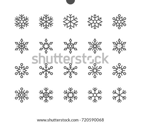 Snowflakes UI Pixel Perfect Well-crafted Vector Thin Line Icons 48x48 Ready for 24x24 Grid for Web Graphics and Apps. Simple Minimal Pictogram Part 2-2