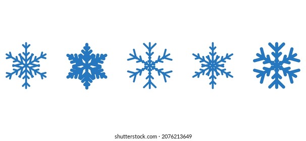 Copos de nieve de varias formas, conjunto de iconos vectoriales
