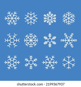 Snowflakes of various shapes. Vector illustration.
