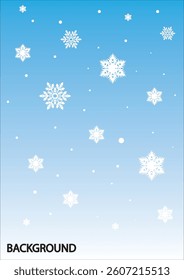 Snowflakes Vector Background on Blue Gradient. Winter Design.