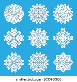 Schneeflocken. Vektorschmuck-Elemente zu Weihnachten und Neujahr.