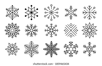 Snowflakes vector collection. Winter icon set. Trendy line pictogram