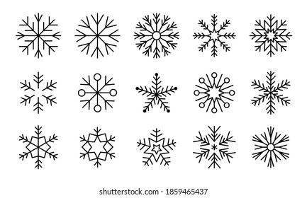 Snowflakes vector collection. Winter icon set. Trendy line pictogram