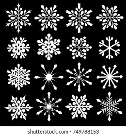 Snowflakes vector collection. Winter snow icons. New Year and Christmas decorations.