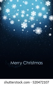 Snowflakes Vector Dark Blue Winter Background with Text