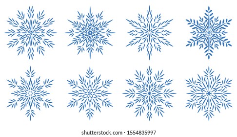 Snowflakes vector design decoration winter snow icons set