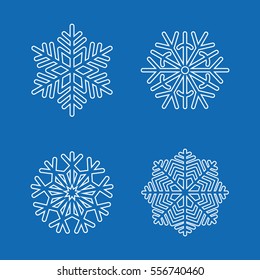 Snowflakes vector design decoration winter snow set.
