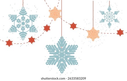 Flocos de neve vetor plano Natal sobre o fundo branco.