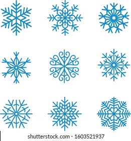 Snowflakes vector geometric design collection set.