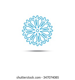 Snowflakes vector icon on isolated background. Background for winter and christmas theme. Single snowflake flat, simple shape. Snowflake blue color. New Years clipart