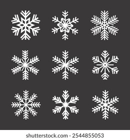 Conjunto de Ícones Vetoriais de Flocos de Neve. Design de conceito de Natal