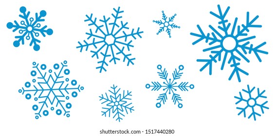 Snowflakes vector icon set on white baclground