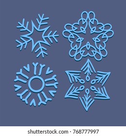 Snowflakes vector icon set for winter art and design