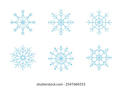 Ícone de vetor de flocos de neve. Partículas de neve no inverno. Feliz Natal design de flocos de neve. Ilustração vetorial