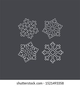 Snowflakes vector icons. element for Christmas, New Year banner, flyers. Organic and geometric ice set. isolated on gray background