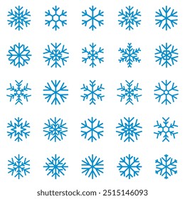 	
Snowflakes vector icons set blue collection