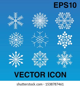 Snowflakes vector icons set. Color gradient background. Premium quality vector.