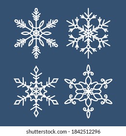 Snowflakes vector icons set isolated on background.