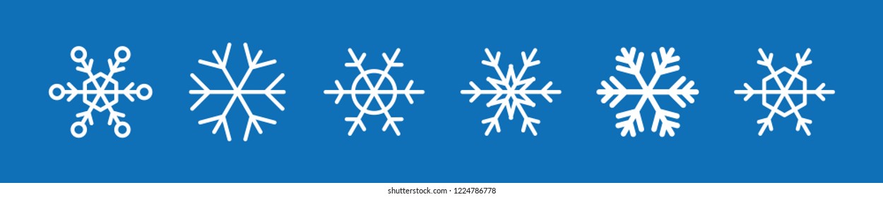 Snowflakes vector icons, snow in winter season symbol, christmas decoration geometric element collection