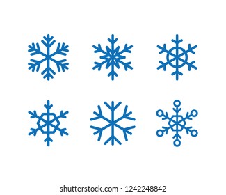 Snowflakes vector icons, snow in winter season symbol, christmas decoration geometric element collection