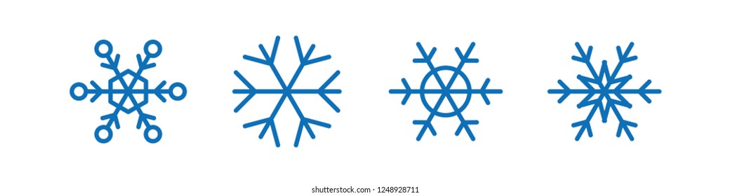 Snowflakes vector icons, snow in winter season symbol, christmas decoration geometric element collection