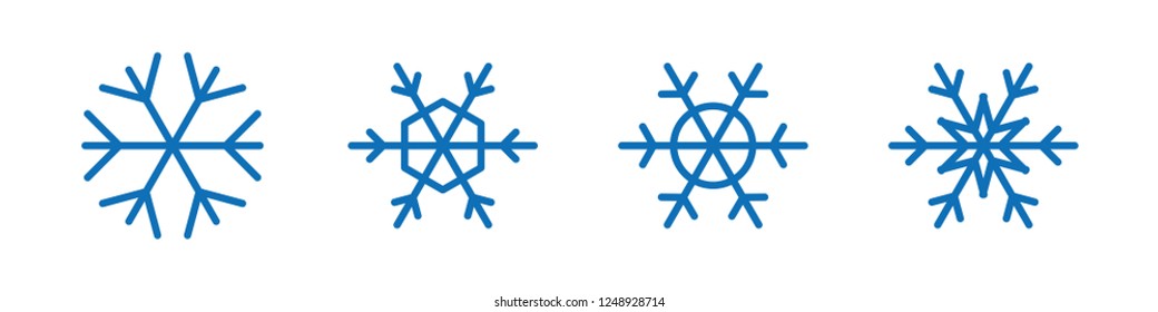 Snowflakes vector icons, snow in winter season symbol, christmas decoration geometric element collection